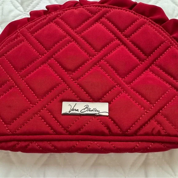 NWT Vera Bradley Ruffle Cosmetic Makeup Bag - Tango Red - Picture 2 of 8